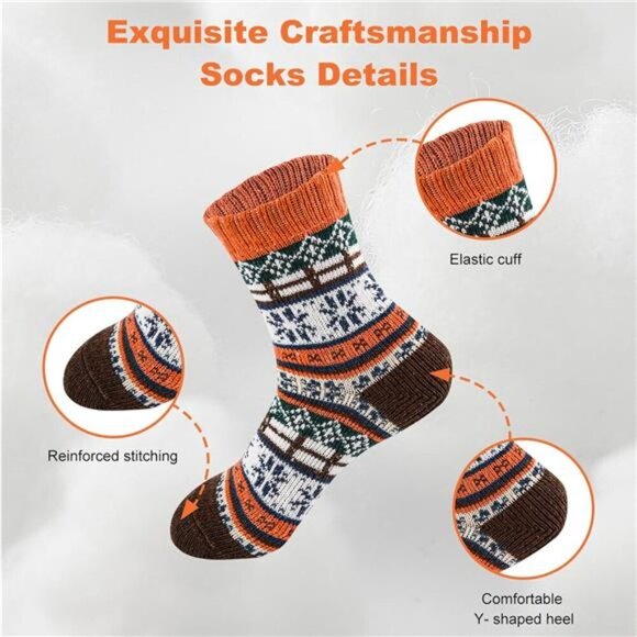 5Pairs Free Size Fuzzy Socks Soft Wool Crew Warm Socks Winter Multicolor - Picture 5 of 8